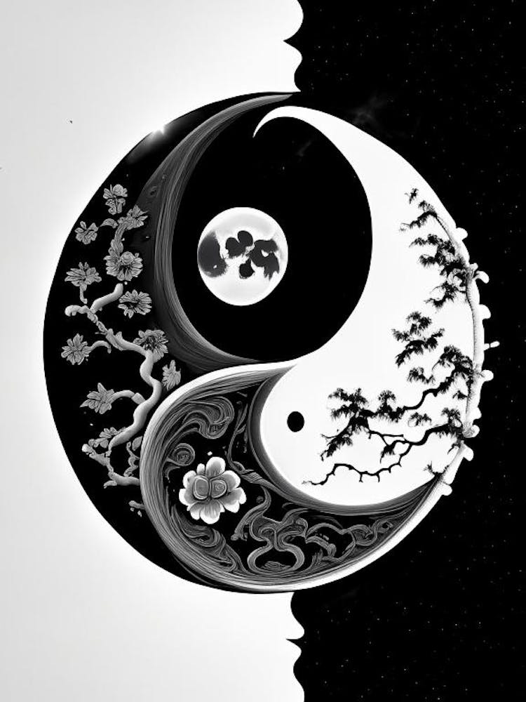 Black And White Yin and Yang 8, Illustration