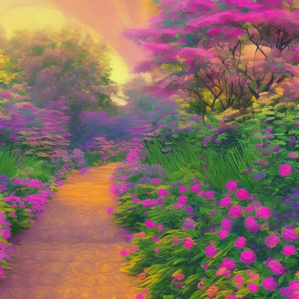 Beautiful garden with pastel colors Artwork