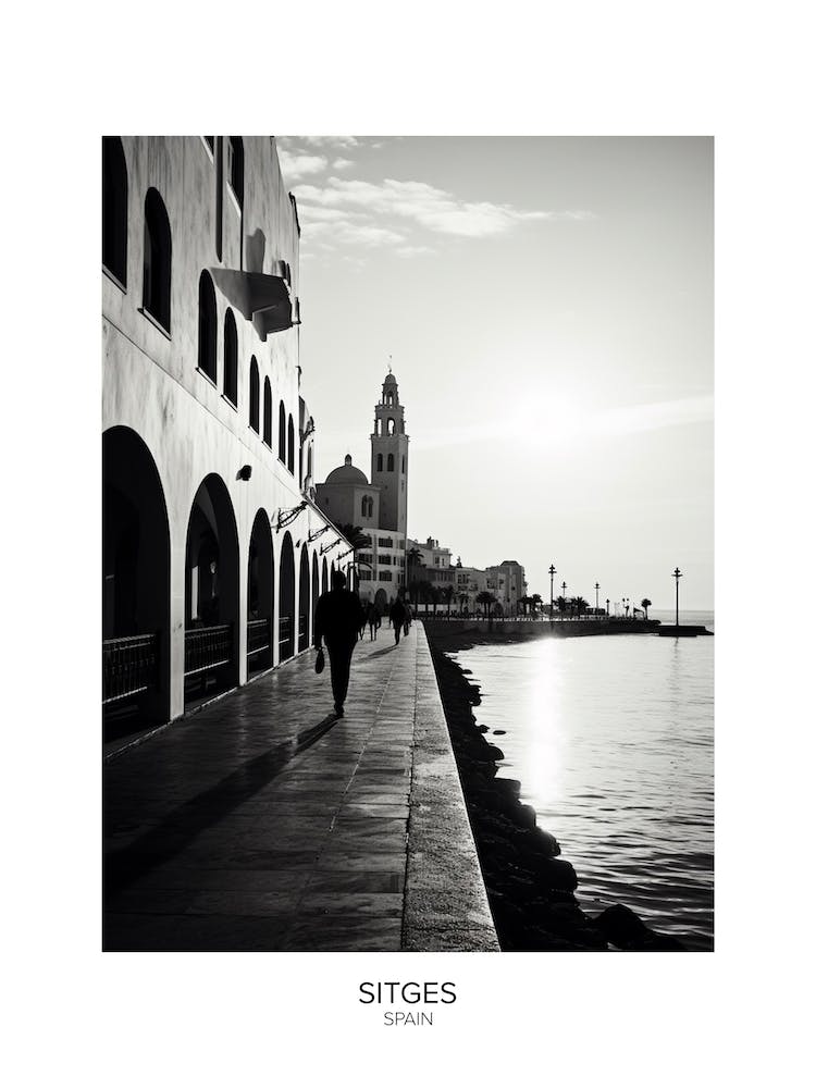 Poster Of Sitges, Spain, Black And White Analogue Photography 3