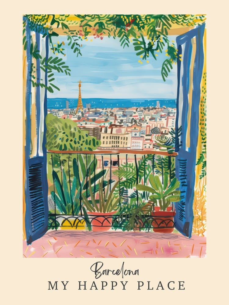 My Happy Place Barcelona 1 Travel Poster