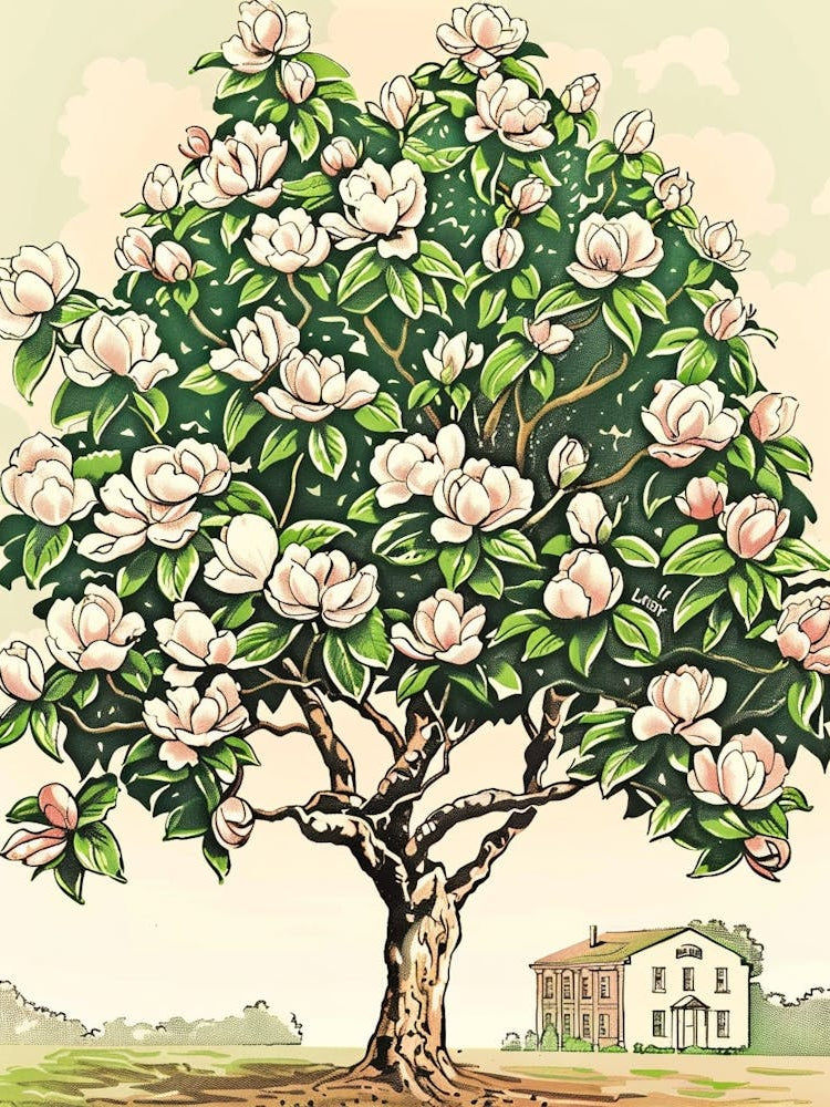 Magnolia Tree Storybook Illustration 1