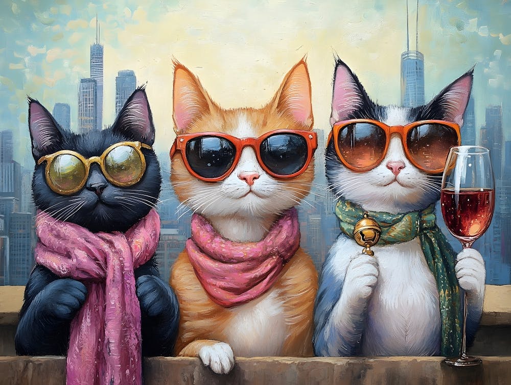 City Cats With Wine 3