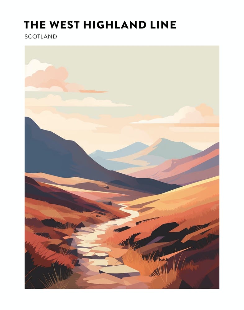 The West Highland Line Scotland 8 Hiking Trail Landscape Poster