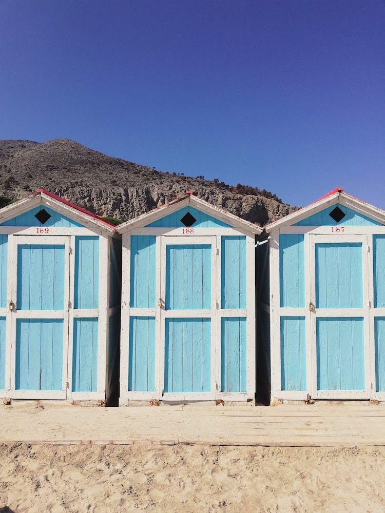 Beach Blue Cabins Sicily Italy