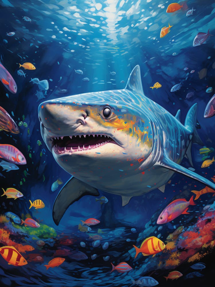  A Tiger Shark Vibrant Paint Splash 3