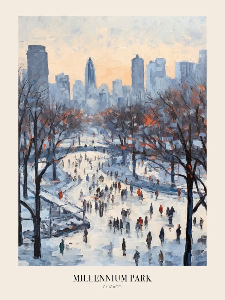 Winter-Stadtpark-Poster Millennium Park Chicago 2