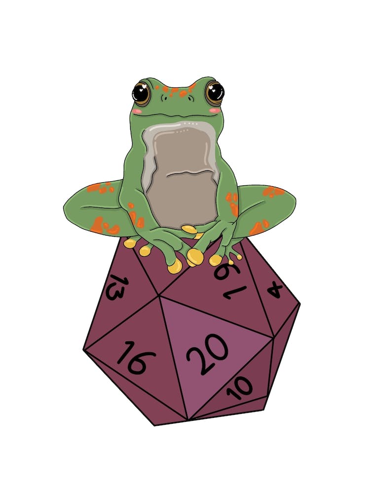 frog sat on dice dungeons and dragons