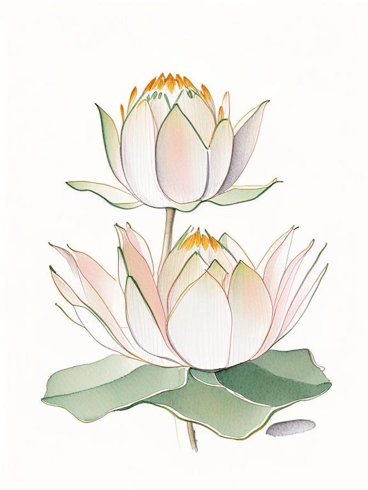 Doppel-Lotus Bleistiftillustration 5