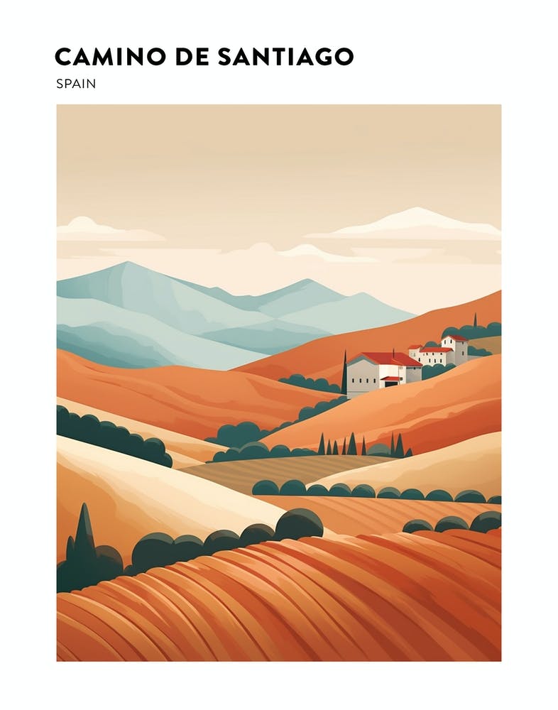 Camino De Santiago Spain 3 Hiking Trail Landscape Poster