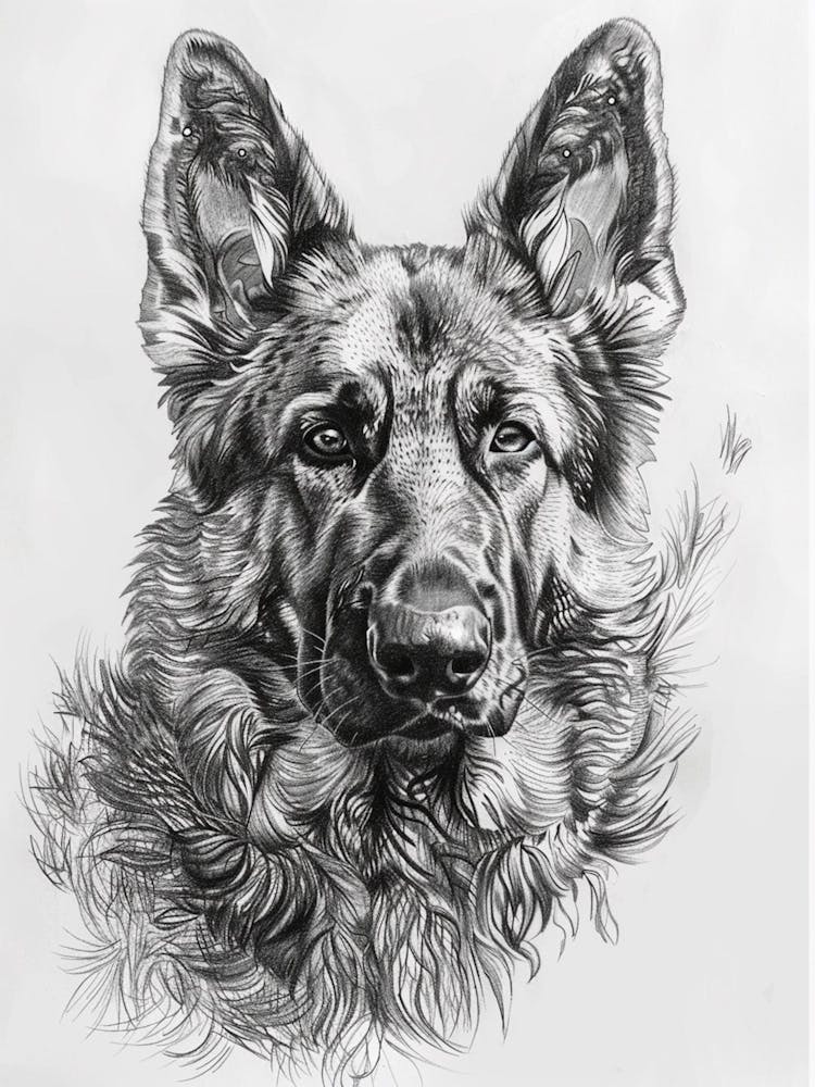 German Shepherd Line Sketch 2