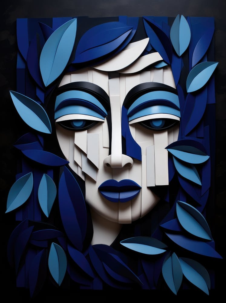 Femme Aux Feuilles Bleues
