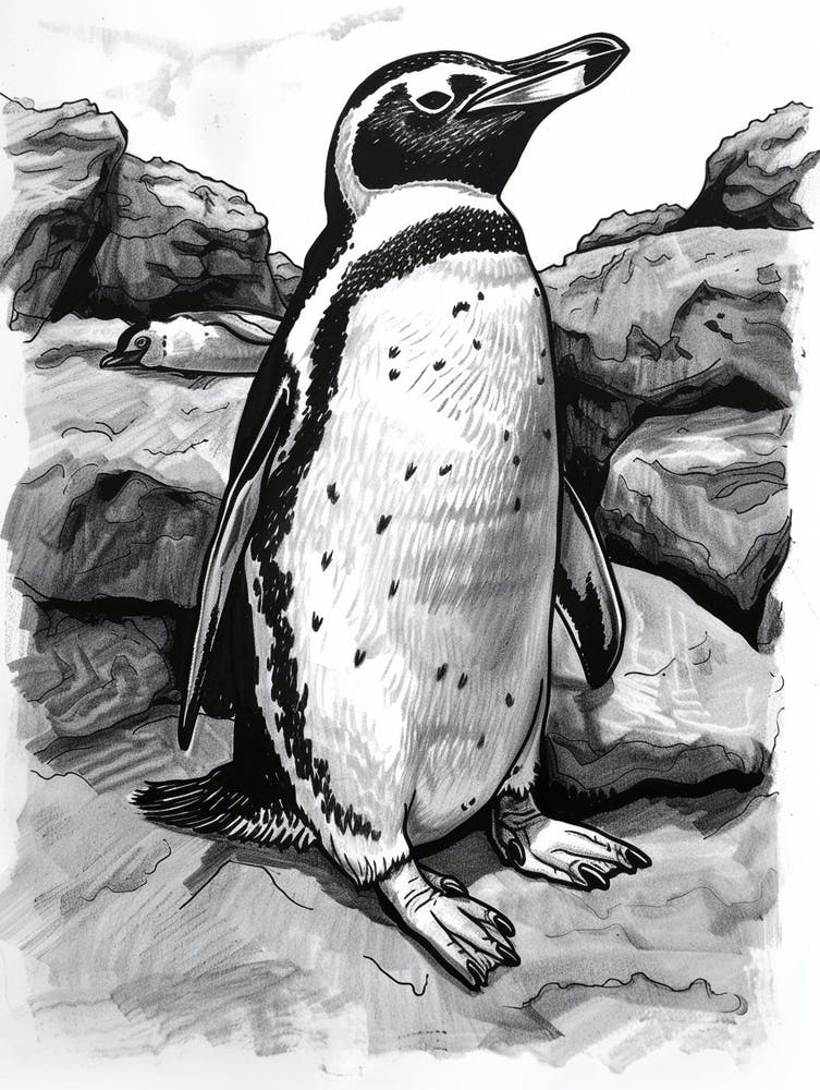 King Penguin Sunbathing On Rocks 2