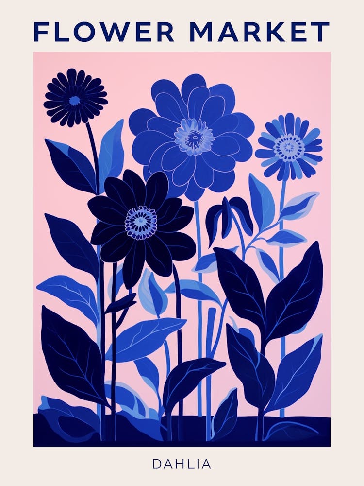 Blue Flower Market Poster Dahlia 2