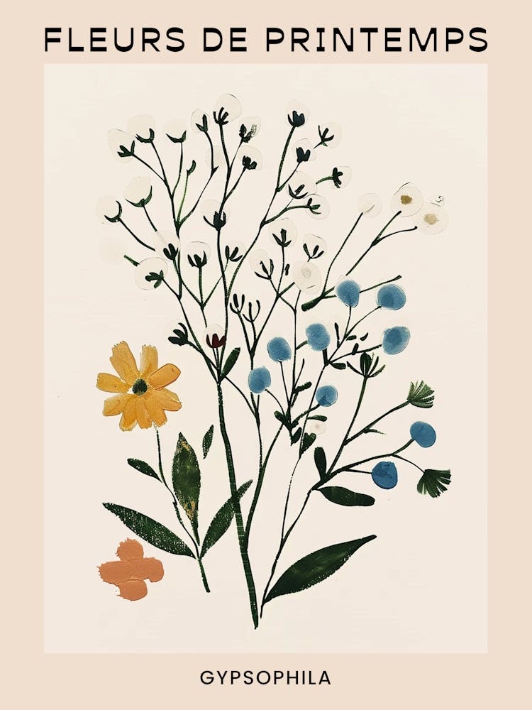 Spring Floral French Poster  Gypsophila 2