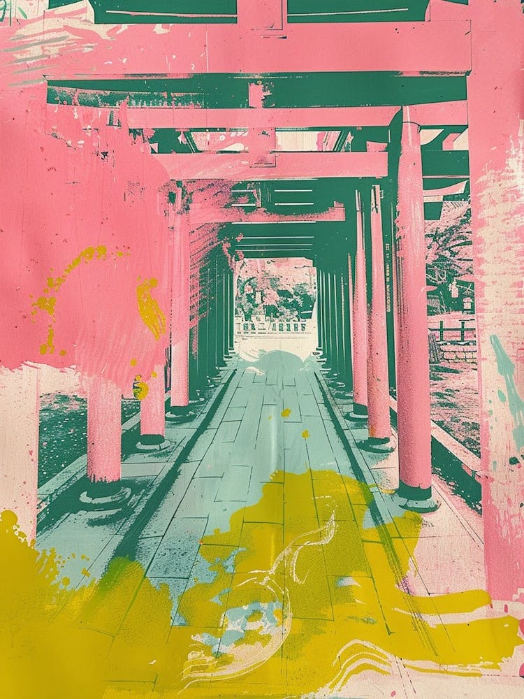 Fushimi Inari Taisha Duotone Silkscreen 3