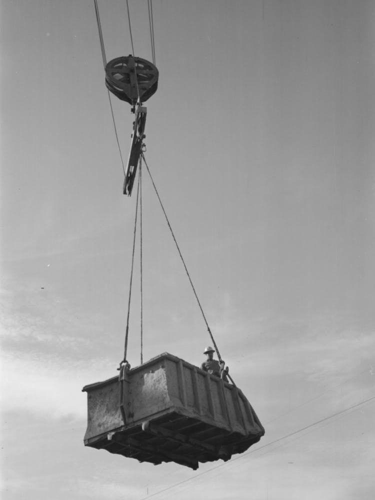 Untitled Photo, Possibly Related To Shasta Dam Under Construction, Looking Down The River, Shasta County