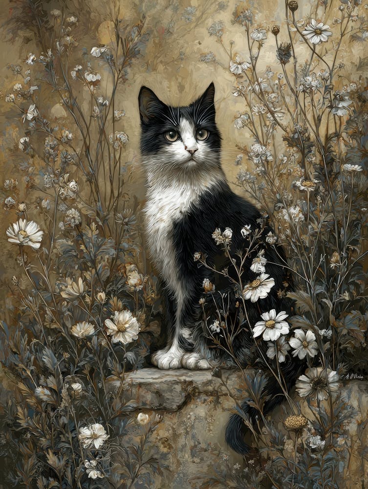 Cat In Flowers 4