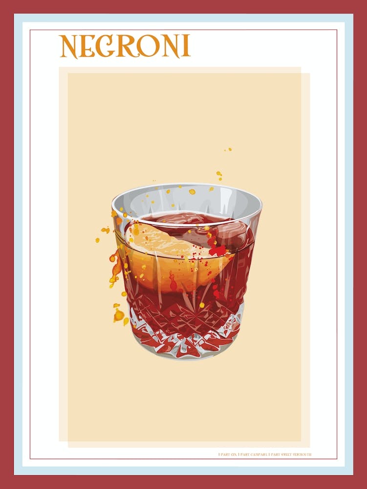 Negroni Splatter Cocktail Print