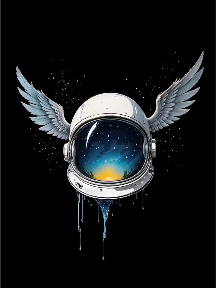 Digital Painting A Space Helmet With Wings