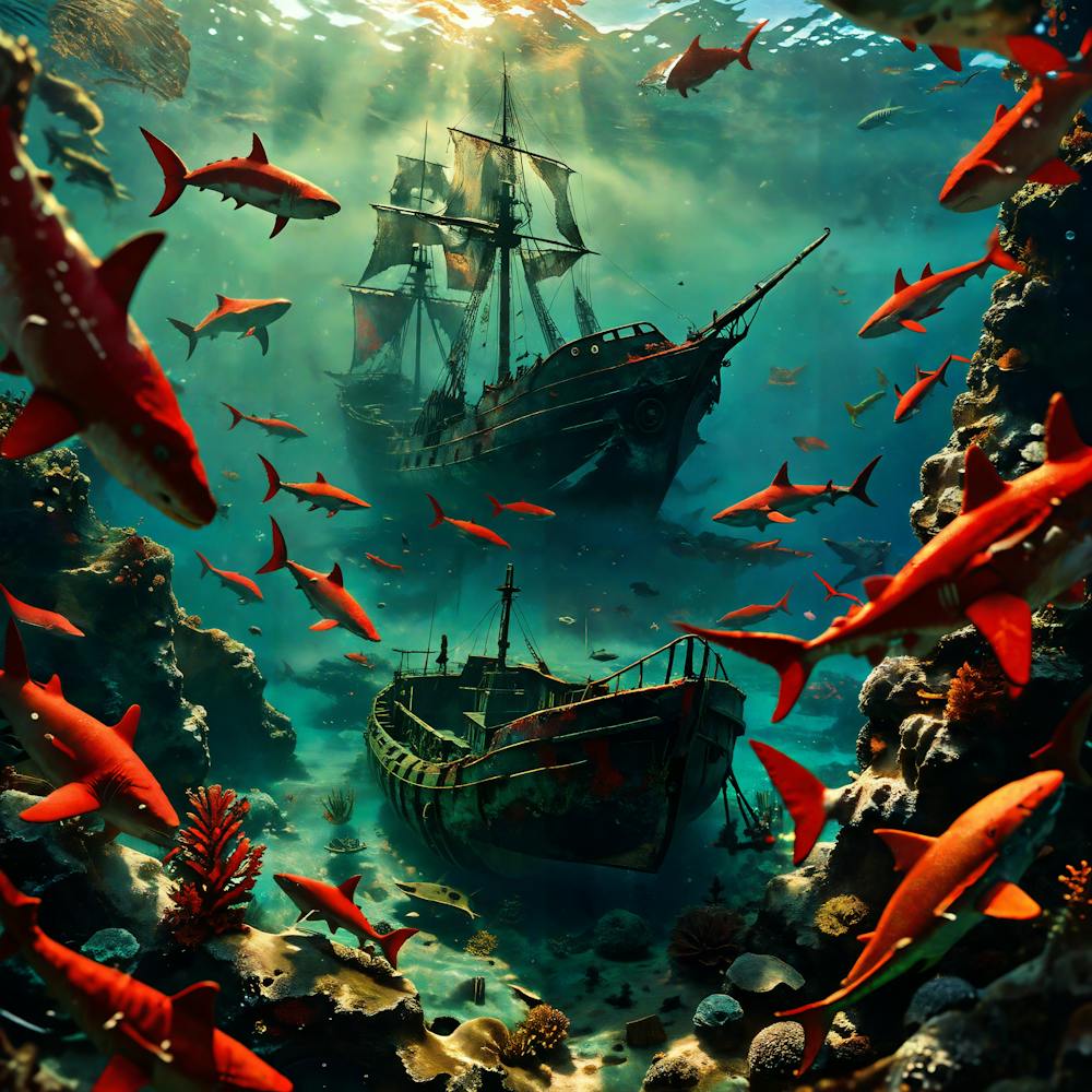 Pirate Ship In The Sea