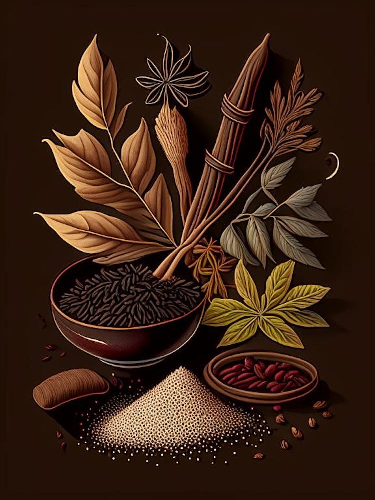 Licorice Spices And Herbs Retro Drawing 1