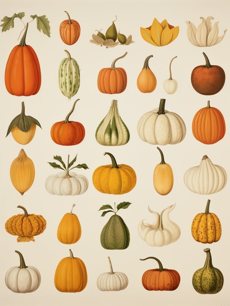 Vintage Style Pumpkin Drawing 5