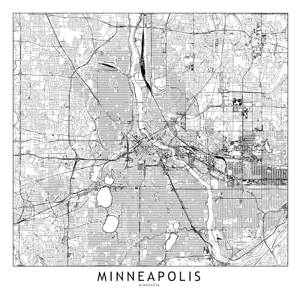 Minneapolis White Map Square