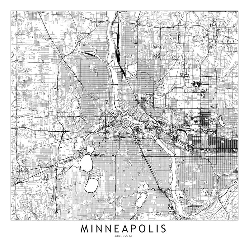 Minneapolis White Map Square