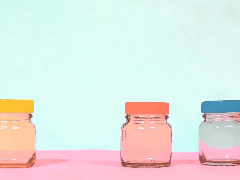 Jars in Pink and Blue