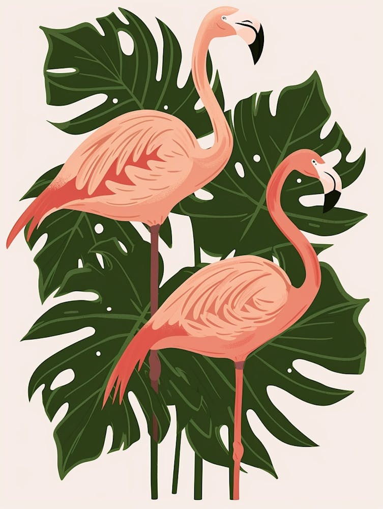 Chilean Flamingo Monstera Deliciosa Boho Print 4