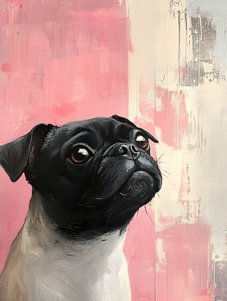 Minimal Pug With Pink Background 3