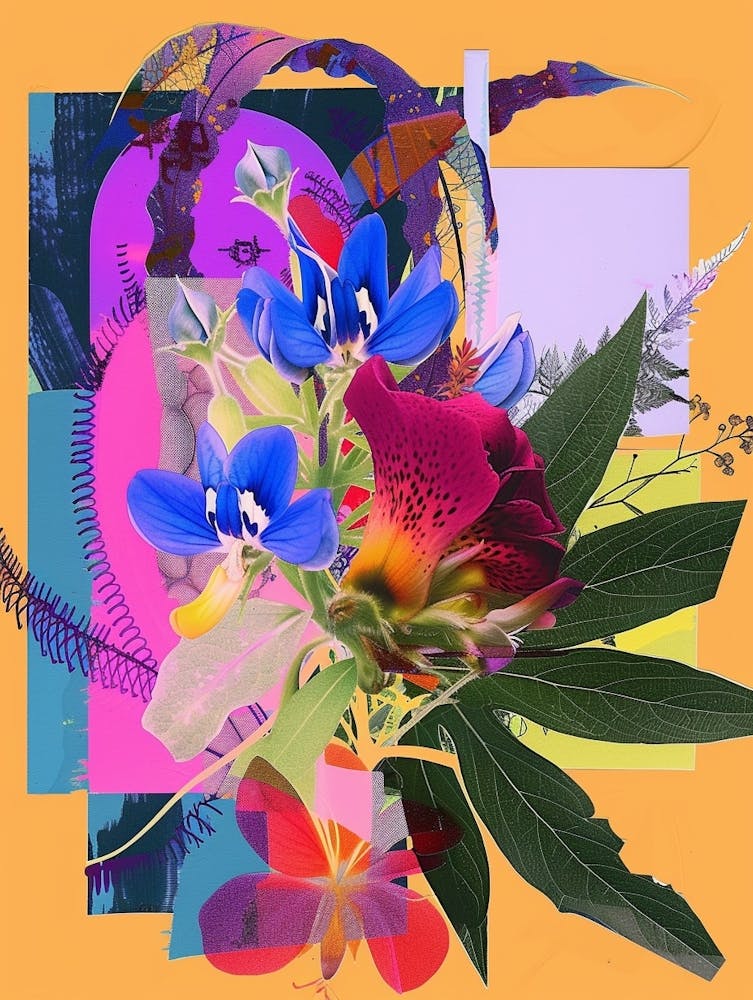 Bluebonnet 6 Neon Flower Collage