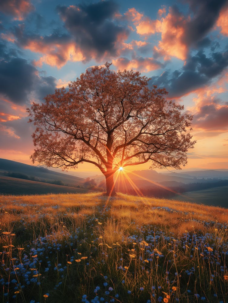 Lone Tree At Sunset
