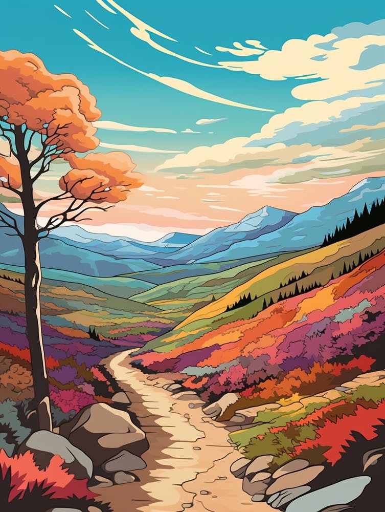 Cairngorms National Park Scotland 3 Hike Illustration