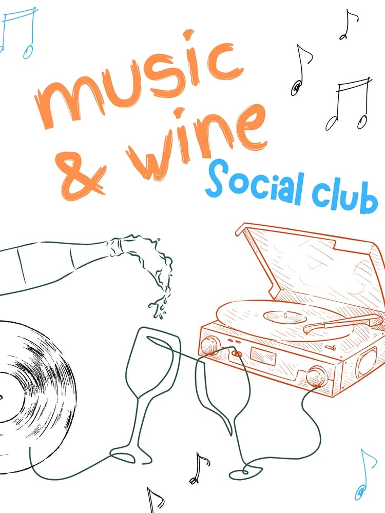 Music And Wine Drawing Poster