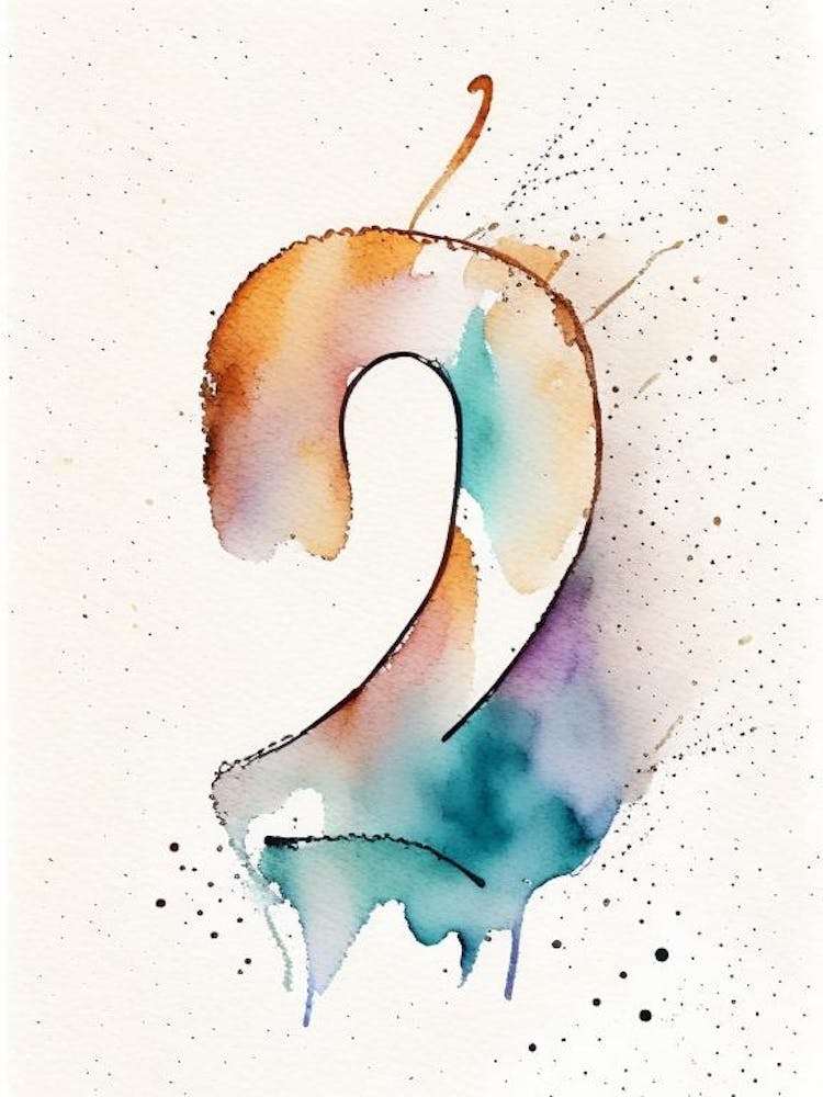 2, Number, Education Minimalist Watercolour 2