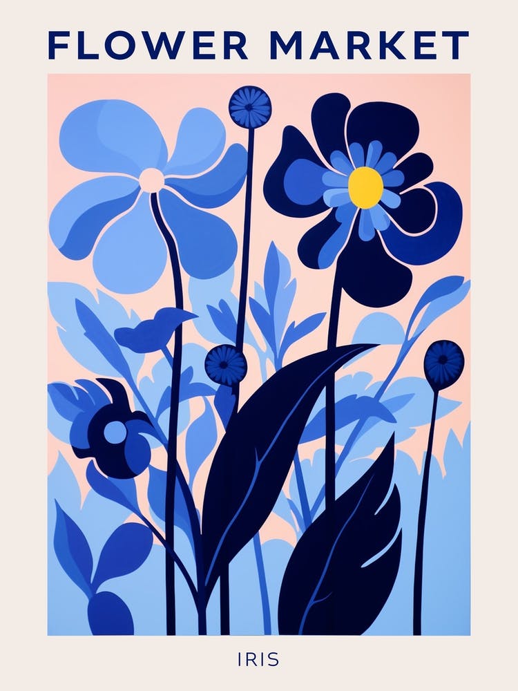 Blue Flower Market Poster Iris 3
