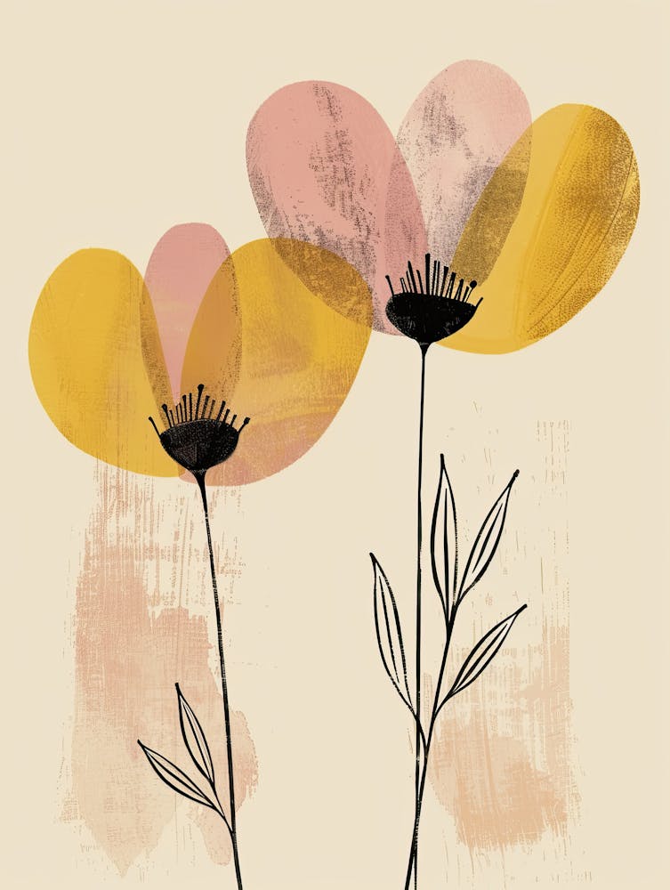 Yellow Poppies Boho Minimalist Style 1