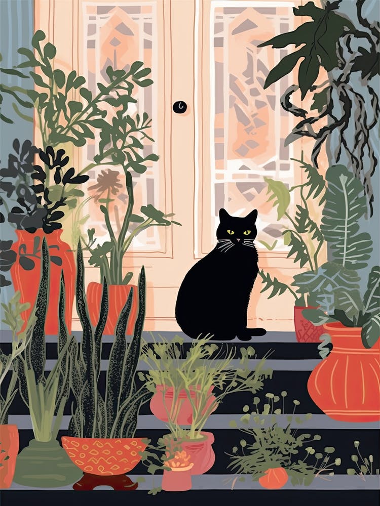 Black Cat And House Plants 9