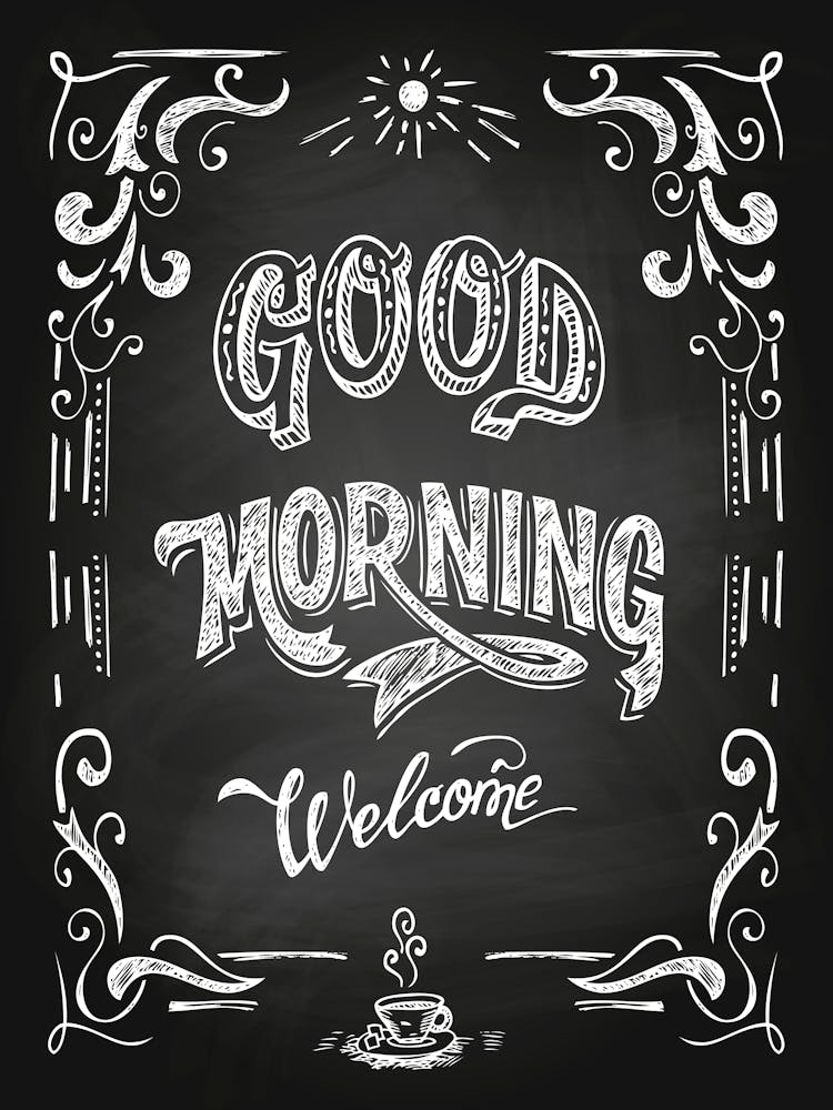 Good Morning Welcome Sign — Coffee poster, kitchen print, lettering