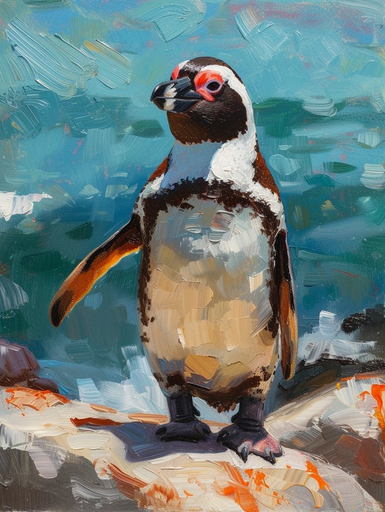 African Penguin Volunteer Point Oil Painting 1