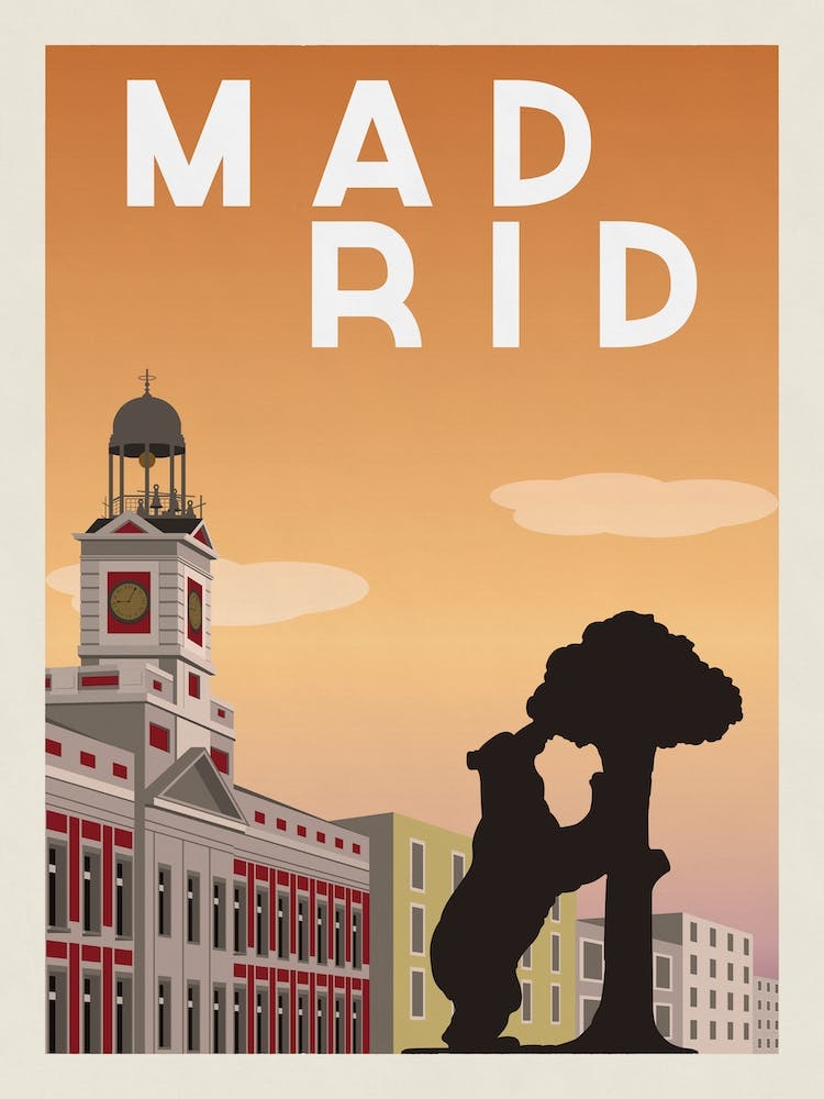 Madrid Plaza Del Sol Travel Poster