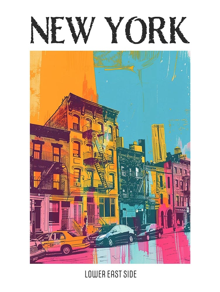 Lower East Side New York Colourful Silkscreen Illustration 4 Poster