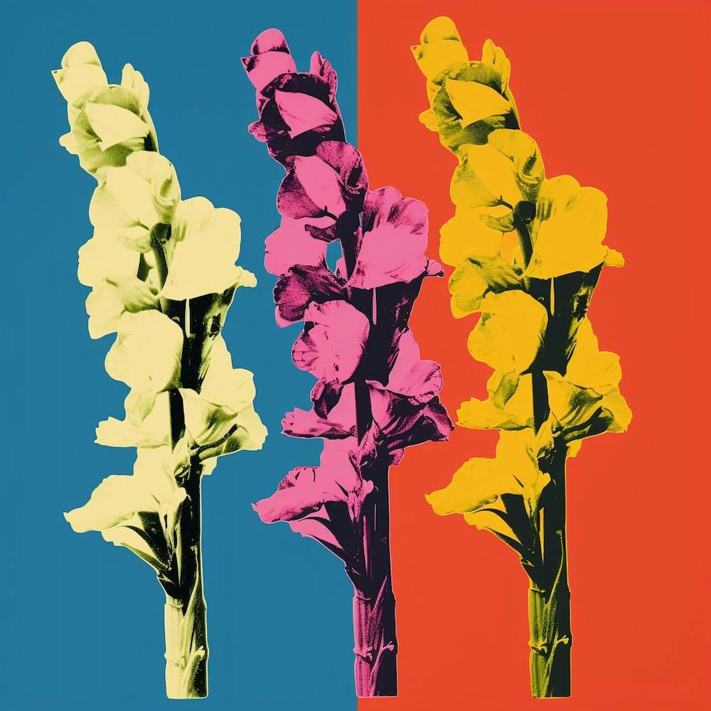 Andy Warhol Style Pop Art Flowers Snapdragon 4 Square