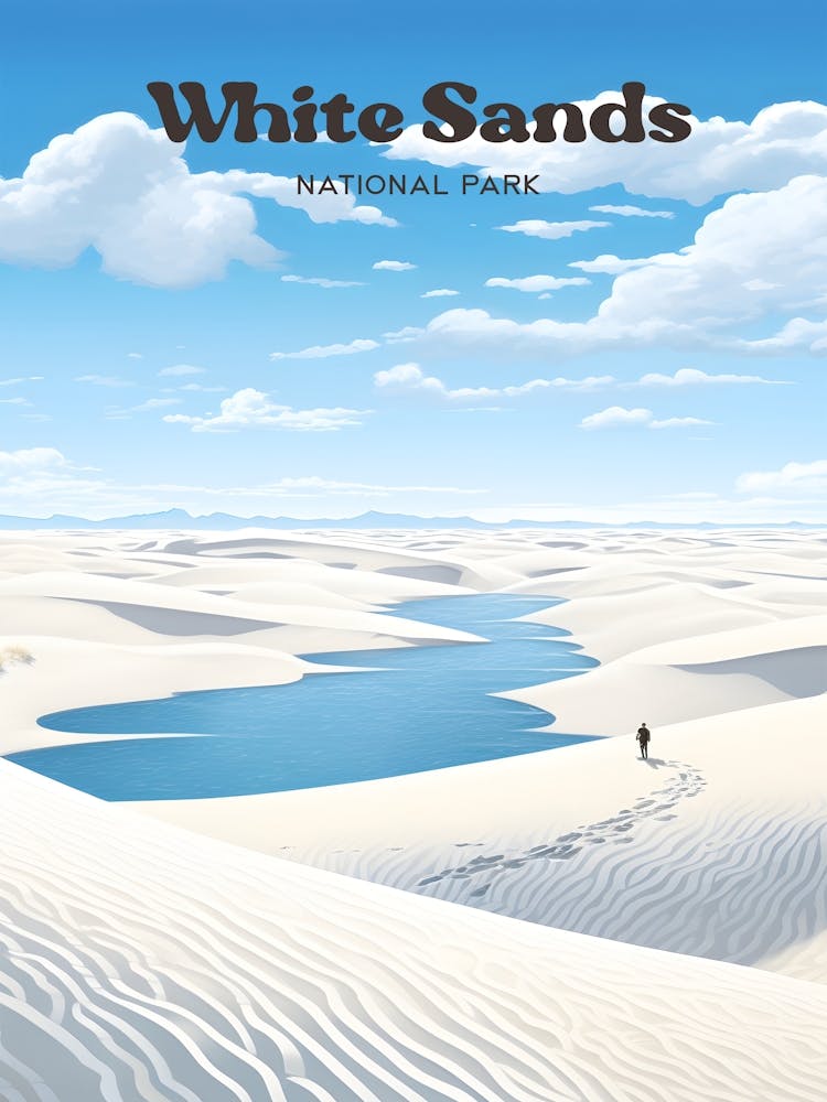 White Sands National Park New Mexico Dunes Modern Travel Art
