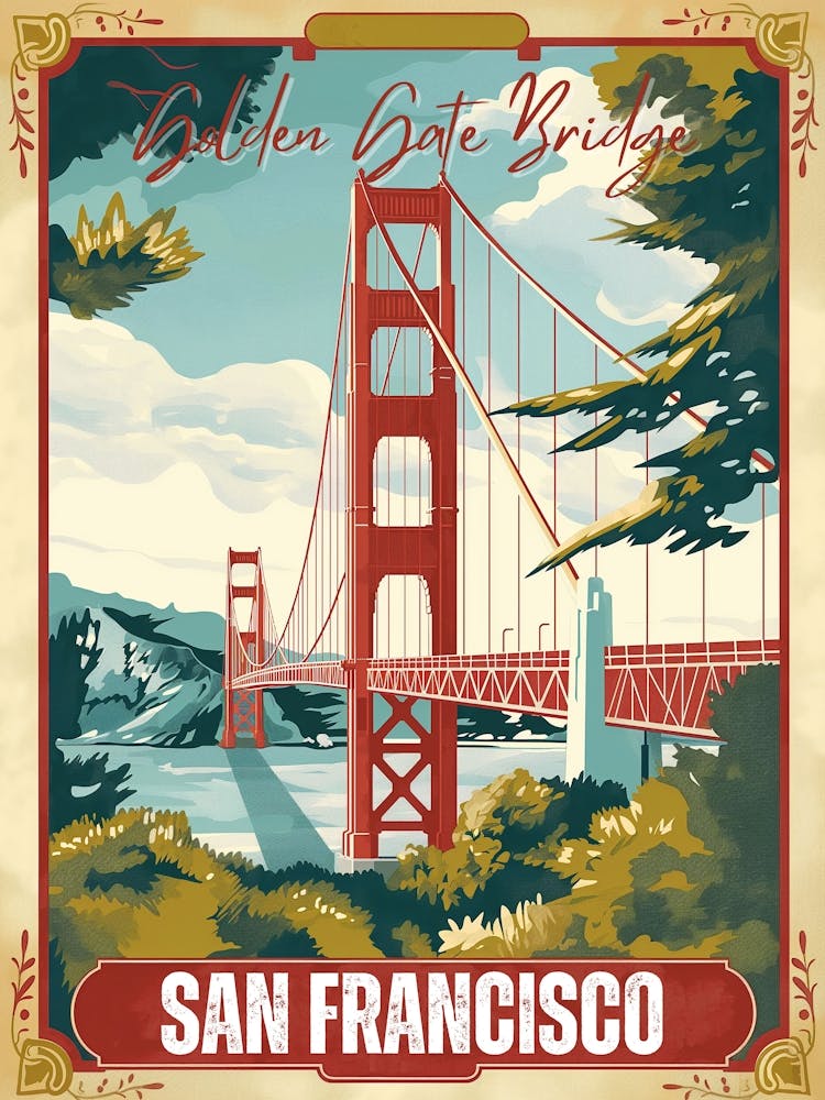 Golden Gate Bridge Vintage Poster