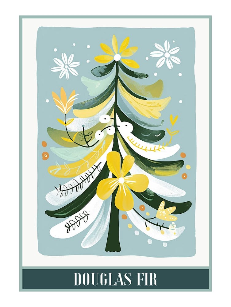 Douglas Fir Tree Illustration Flat 6 Poster