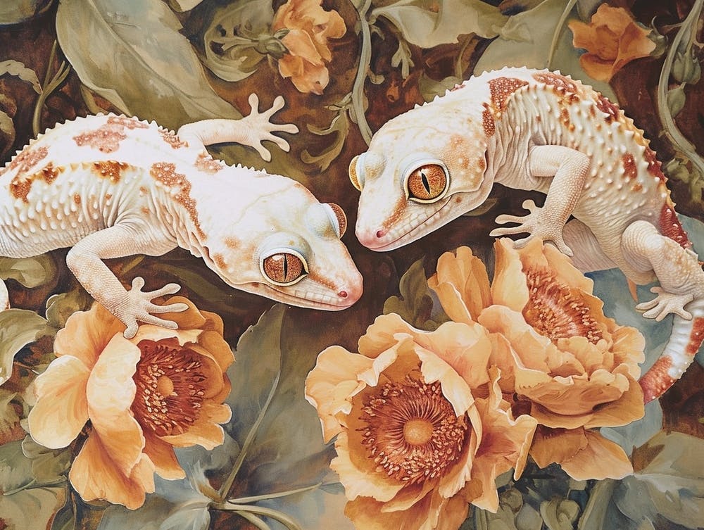 Illustration Animale Florale Gecko 1