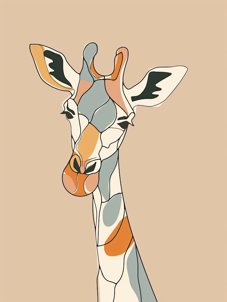 Giraffe - Boho, Line Art 21