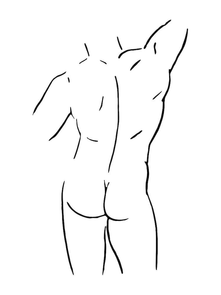 Male Body Sketch 2 Black And White Line